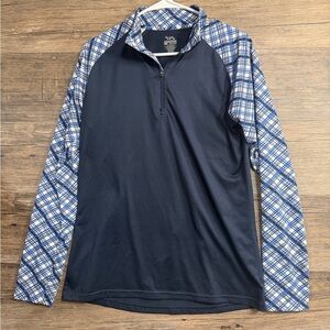 Boombah Women's Navy and Blue Plaid Long Sleeve Top